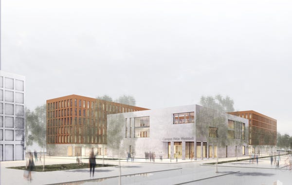 Campus Neue Weststadt, FH, Hochschule  Esslingen, offener Wettbewerb, 2. Phase, engere Wahl, soll sasse architekten BDA Dortmund
